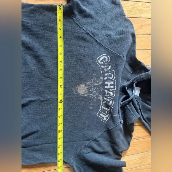 carhartt hoodie Men’s Medium Gray Waffled Logo Button Pockets Gorpcore - Picture 3 of 6